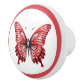 赤モダン蝶ガールの引き出しノブ セラミックノブ (右)