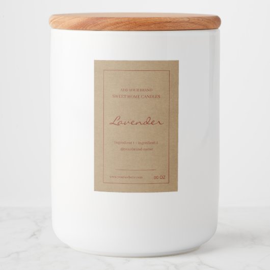 赤モダン褐色のクラフト紙原料製品 フードラベル (正面)