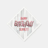 赤モダン誕生日 スタンダードカクテルナプキン (角)