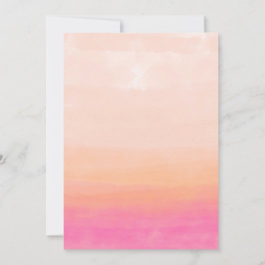 赤モダン赤シャワーピンクのコーラルウォーターグラデーション 招待状 (裏面)
