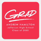 赤モダン赤二連卒業 スクエアシール (正面)