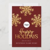 赤モダン金ゴールドエレガントスノーフレーク事業 シーズンカード (正面)