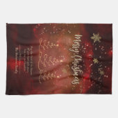 赤モダン金ゴールドクリスマスツリー キッチンタオル (横)