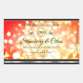 赤モダン金ゴールドグリッター製品ラベルジュエリーロゴ 長方形シール (正面)