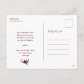 赤モダン金ゴールドスエレガントクリプトJOYスノーオーバーレイ シーズンポストカード (裏面)