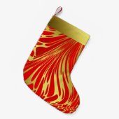 赤モダン金ゴールドストッキング スモールクリスマスストッキング (正面 (吊り時))