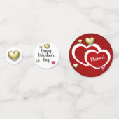 赤モダン金ゴールドバレンタインデーハート コンフェッティ (正面)