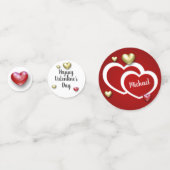 赤モダン金ゴールドバレンタインデーハート コンフェッティ (裏面)