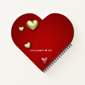 赤モダン金ゴールドバレンタインデーハート ノートブック (裏面)