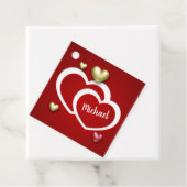 赤モダン金ゴールドバレンタインデーハート フェイバータグ (インサイチュ)