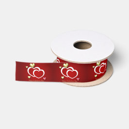 赤モダン金ゴールドバレンタインハート サテンリボン