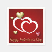 赤モダン金ゴールドバレンタインハート スタンダードカクテルナプキン (正面)