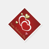 赤モダン金ゴールドバレンタインハート スタンダードカクテルナプキン (角)