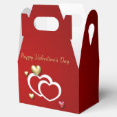 赤モダン金ゴールドバレンタインハート フェイバーボックス (オープン)