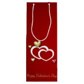 赤モダン金ゴールドバレンタインハート ワインギフトバッグ (裏面)