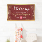 赤モダン金ゴールドフローラフレ結婚ームのウェルカムサイン 横断幕 (インサイチュ)