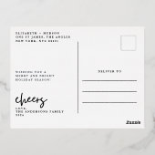 赤モダン金ゴールドメリー写真クリスマス 箔シーズンポストカード (裏面)