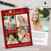 赤モダン金ゴールド台本5写真卒業 案内状