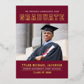 赤モダン金ゴールド大学院写真修士会 箔招待状 (正面)