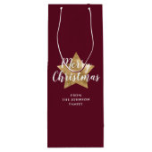 赤モダン金ゴールド星クリスマス ワインギフトバッグ (裏面)