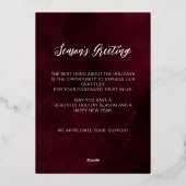 赤モダン金ゴールド雪片ビジネス 箔シーズンカード (裏面)