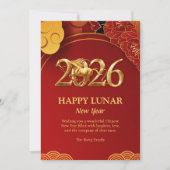 赤モダン金ゴールド2026年中国の馬旧正月 シーズンカード (正面)