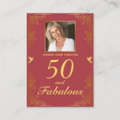 赤モダン金ゴールド50素晴らしい誕生日QRコード エンクロージャーカード (正面)