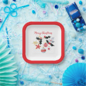 赤モダン金ゴールド&シルバークリスマスオーナメント ペーパープレート (パーティー)