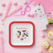 赤モダン金ゴールド&シルバークリスマスオーナメント ペーパープレート (パーティー)