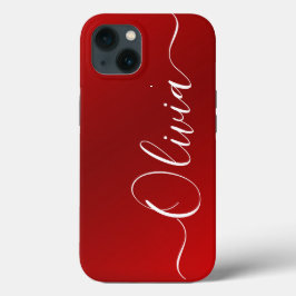 赤モダン金属名前をカスタムする iPhone 13ケース