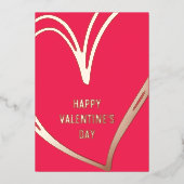 赤モダン金箔バレンタインデーの写真カード 箔招待状 (正面)