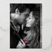 赤モダン金箔バレンタインデーの写真カード 箔招待状 (裏面)