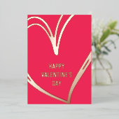 赤モダン金箔バレンタインデーの写真カード 箔招待状 (立ち正面)