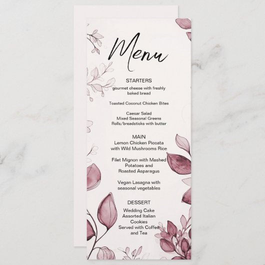 赤モダン離れ結婚のメニュー メニュー (正面/裏面)