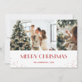 赤モダン雪メリークリスマス2写真 シーズンカード (正面)
