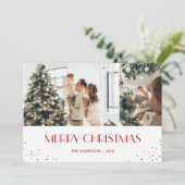 赤モダン雪メリークリスマス2写真 シーズンカード (スタンド正面)