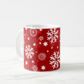 赤モダン雪片クリスマスコーヒーマグ コーヒーマグカップ (正面左)