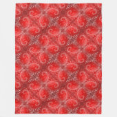赤モダン雪片パターン フリースブランケット (正面)