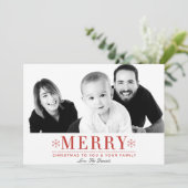 赤モダン雪片フォトホリデーカード シーズンカード (スタンド正面)