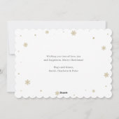 赤モダン雪片メリークリスマスフォト シーズンカード (裏面)