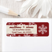 赤モダン雪片住所 シール (インサイチュ)