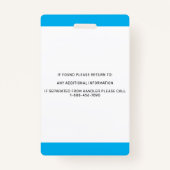 赤モダン青のシンプルサービスドッグIDバッジ バッジ (裏面)