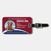 赤モダン青のシンプルサービスドッグIDバッジ ラゲッジタグ (正面横)