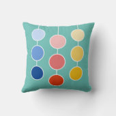 赤モダン青の黄色ぶら下がったの円のティール(緑がかった色) クッション (裏面)