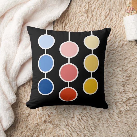 赤モダン青の黄色ぶら下がったの円 クッション (ブランケット)