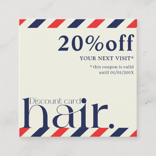 赤モダン青エレガント美しい割引カード 割引カード (正面)