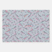 赤モダン青ティール（緑がかった色）果実イラストレーションパターン ラッピングペーパーシート (正面)