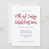 赤モダン青ドット独立7月4日 招待状 (正面)