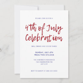 赤モダン青ドット独立7月4日 招待状