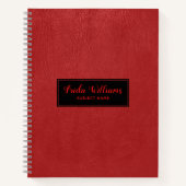 赤モダン革フェイク材 ノートブック (正面)